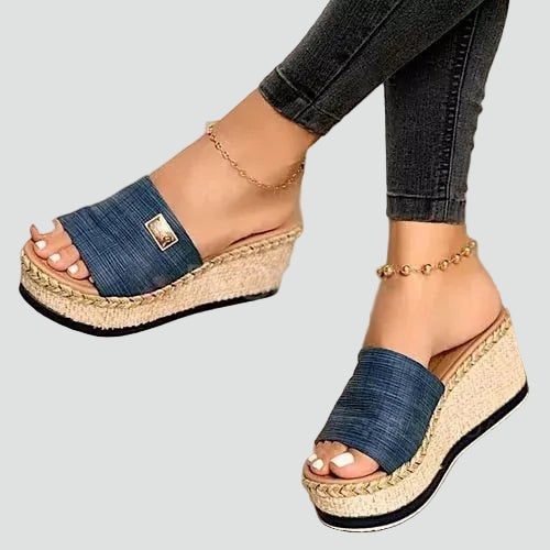 Women's Orthopedic Espadrille Platform Wedges - Single Strap