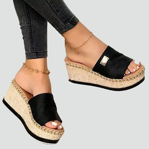 Women's Orthopedic Espadrille Platform Wedges - Single Strap