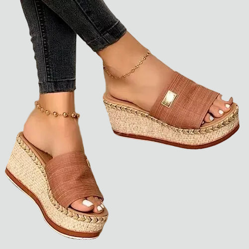 Women's Orthopedic Espadrille Platform Wedges - Single Strap