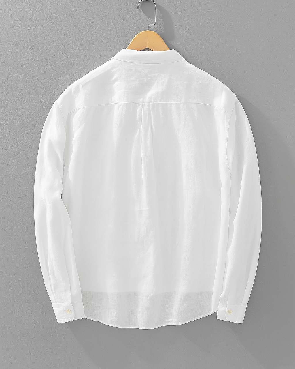 Men's Linen Long Sleeve Shirt - Pullover Spread Collar Chest Pocket