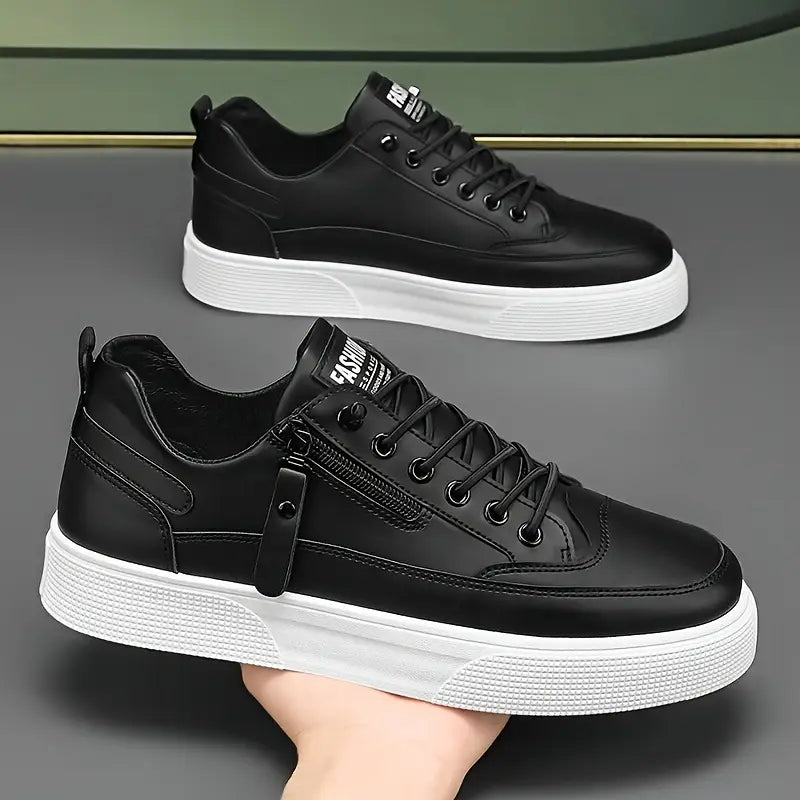 Men's Sneakers - Side Zip - Lace Up - Low Top - Flatform Sole