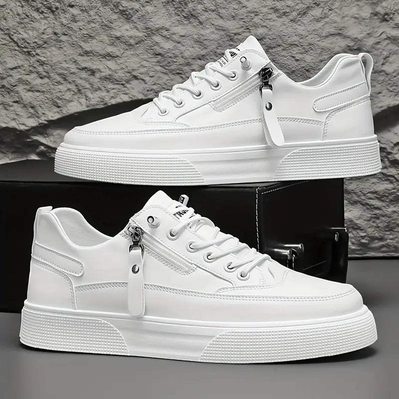 Men's Sneakers - Side Zip - Lace Up - Low Top - Flatform Sole