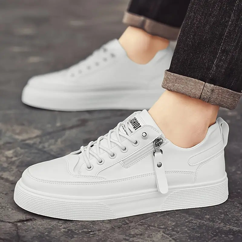 Men's Sneakers - Side Zip - Lace Up - Low Top - Flatform Sole