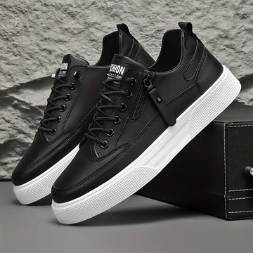 Men's Sneakers - Side Zip - Lace Up - Low Top - Flatform Sole