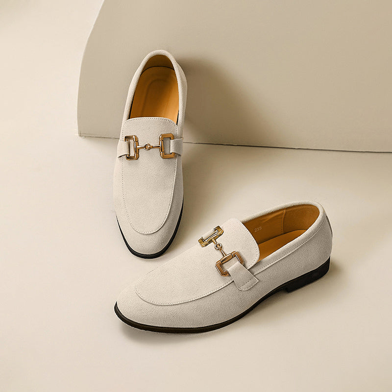 Men's Casual Loafers - Suede Horsebit Slip-On Round Toe