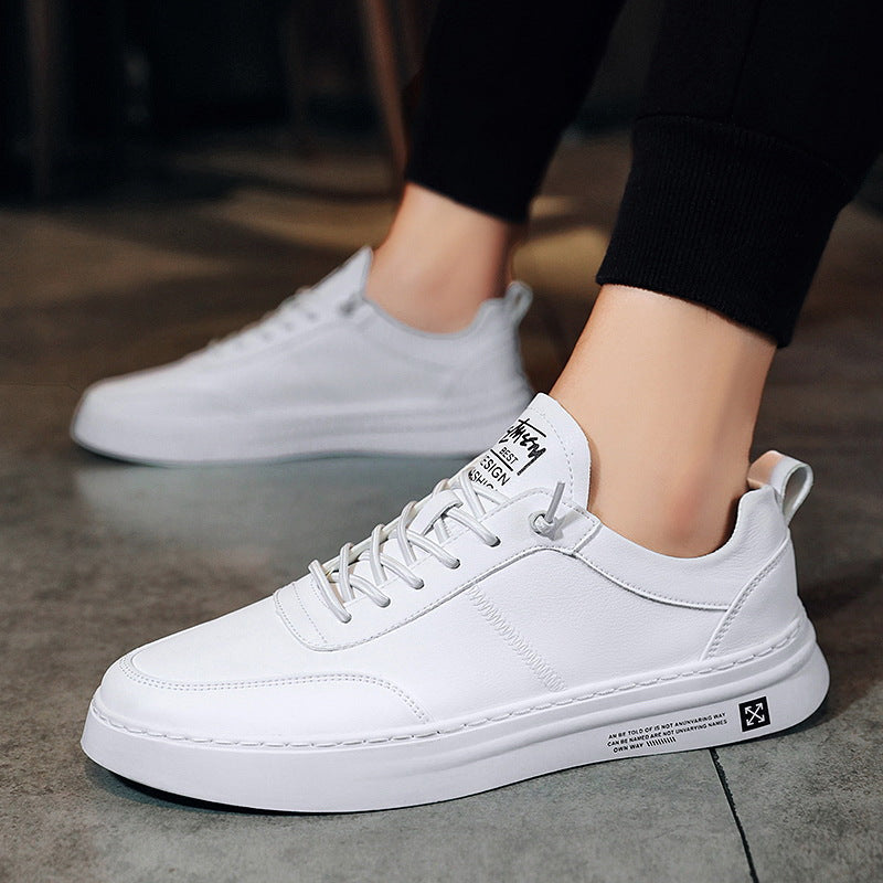 Men’s Leather Low-Top Trainers – Lace-Up Minimal Sneakers with Flat Sole