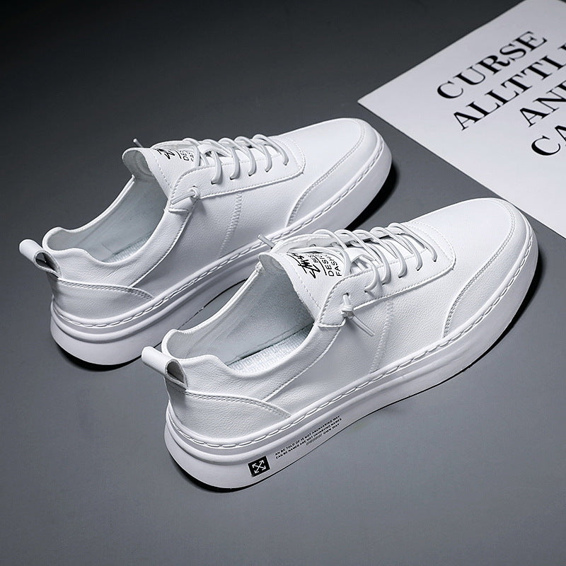 Men’s Leather Low-Top Trainers – Lace-Up Minimal Sneakers with Flat Sole