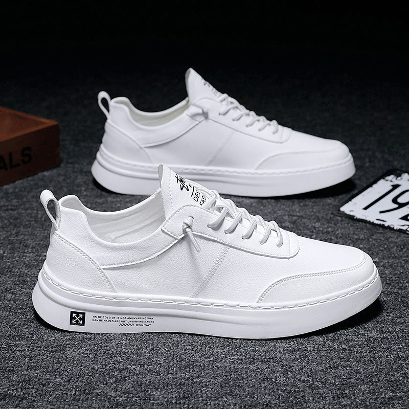 Men’s Leather Low-Top Trainers – Lace-Up Minimal Sneakers with Flat Sole