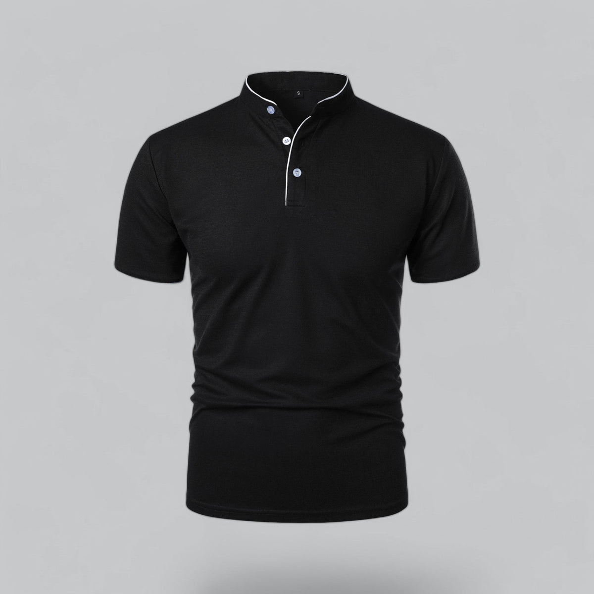 Men's Polo Shirt - Stand Collar Short Sleeve Contrast Trim