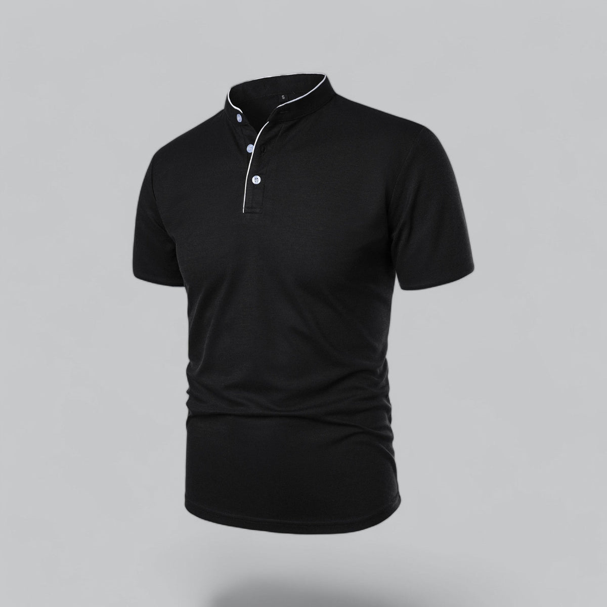 Men's Polo Shirt - Stand Collar Short Sleeve Contrast Trim