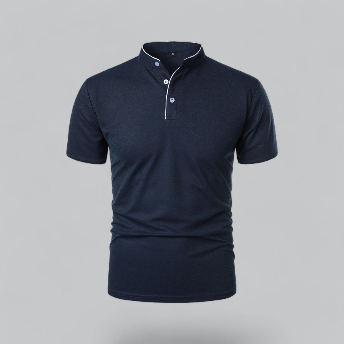 Men's Polo Shirt - Stand Collar Short Sleeve Contrast Trim