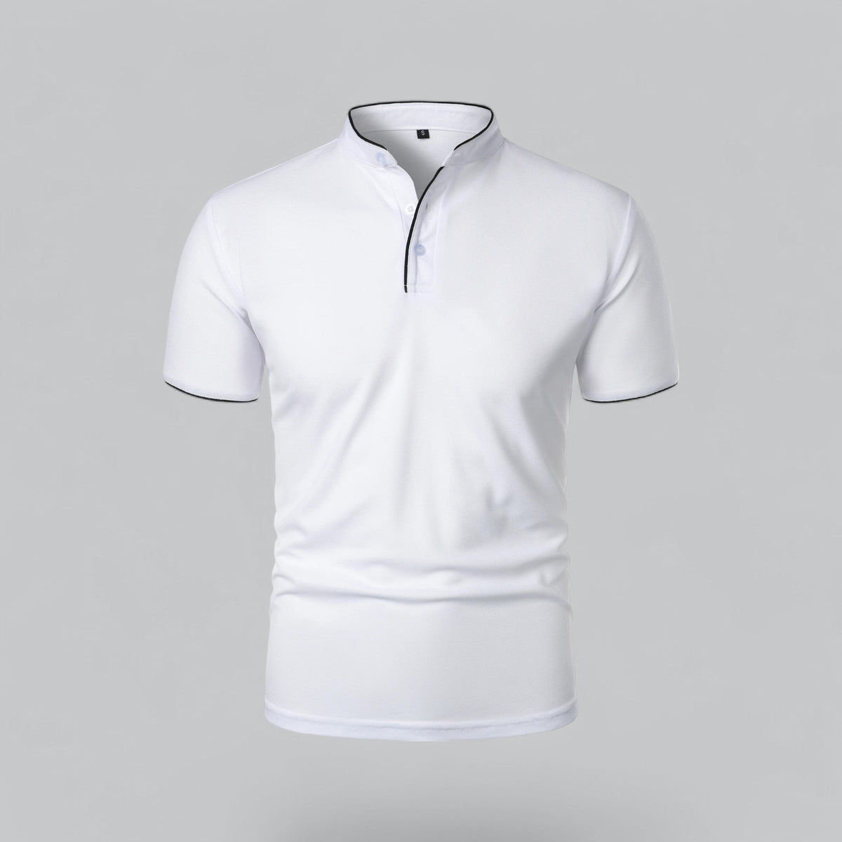 Men's Polo Shirt - Stand Collar Short Sleeve Contrast Trim