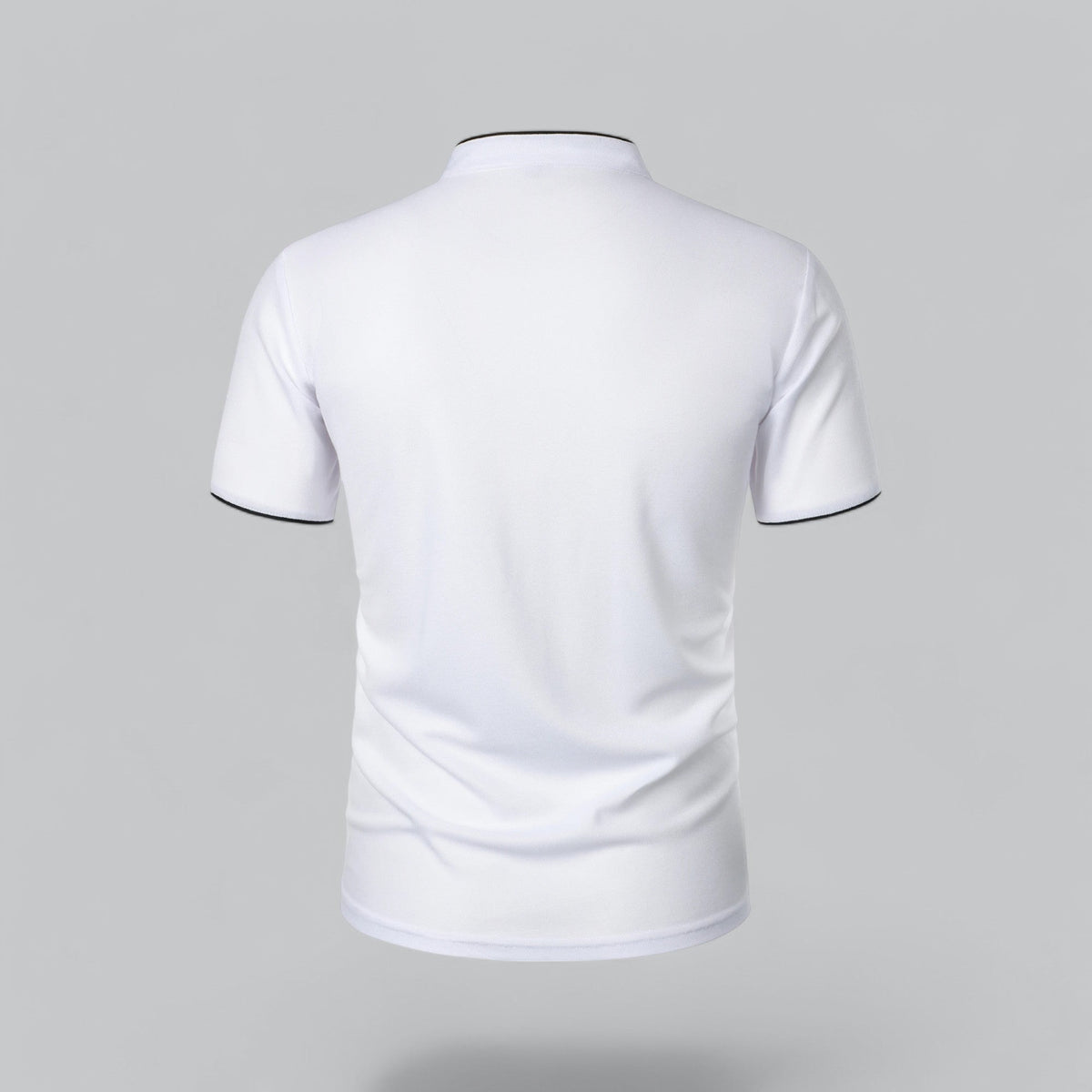 Men's Polo Shirt - Stand Collar Short Sleeve Contrast Trim