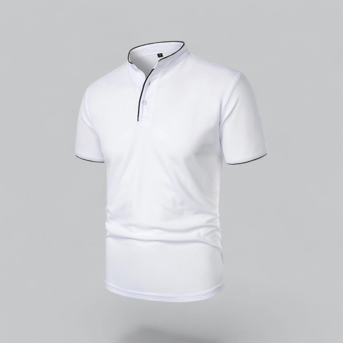 Men's Polo Shirt - Stand Collar Short Sleeve Contrast Trim