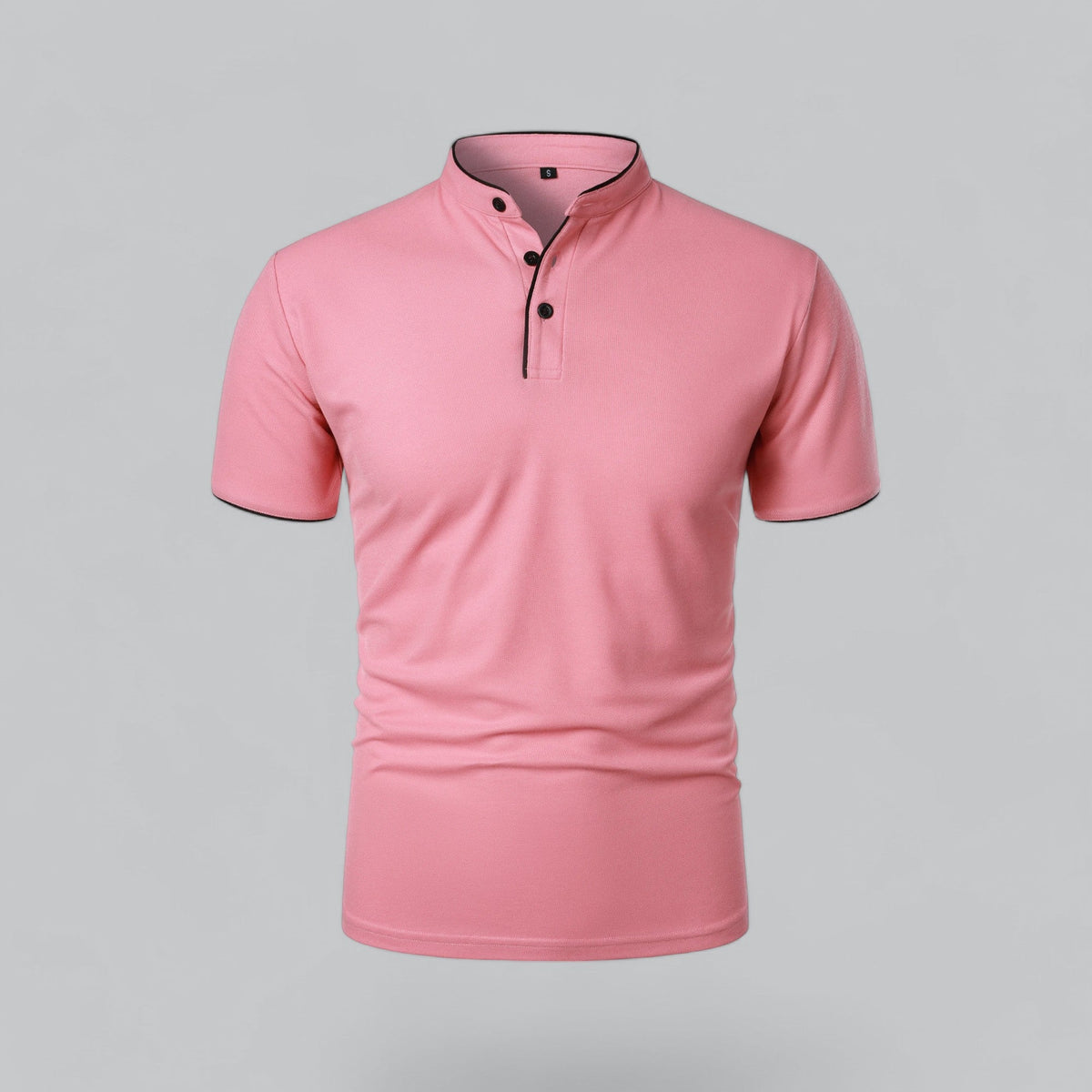 Men's Polo Shirt - Stand Collar Short Sleeve Contrast Trim