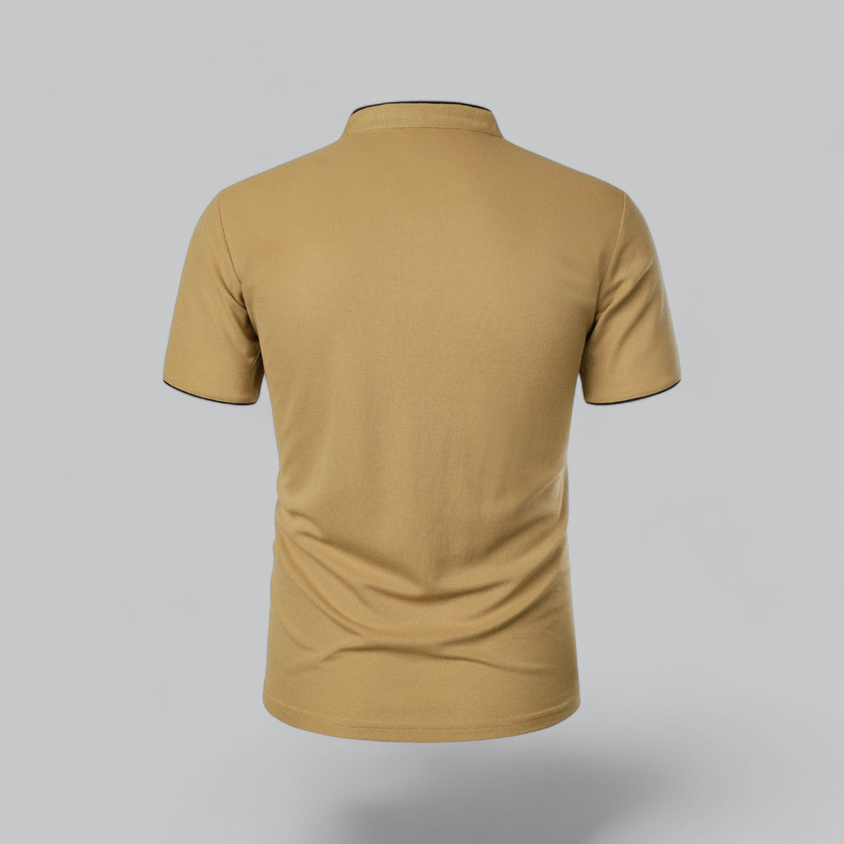 Men's Polo Shirt - Stand Collar Short Sleeve Contrast Trim