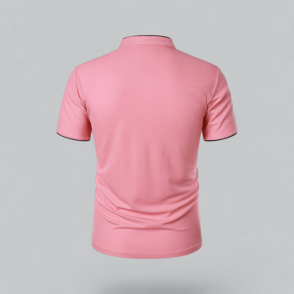 Men's Polo Shirt - Stand Collar Short Sleeve Contrast Trim