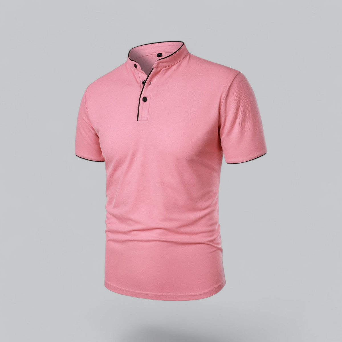 Men's Polo Shirt - Stand Collar Short Sleeve Contrast Trim