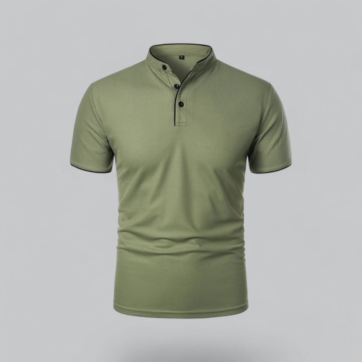 Men's Polo Shirt - Stand Collar Short Sleeve Contrast Trim