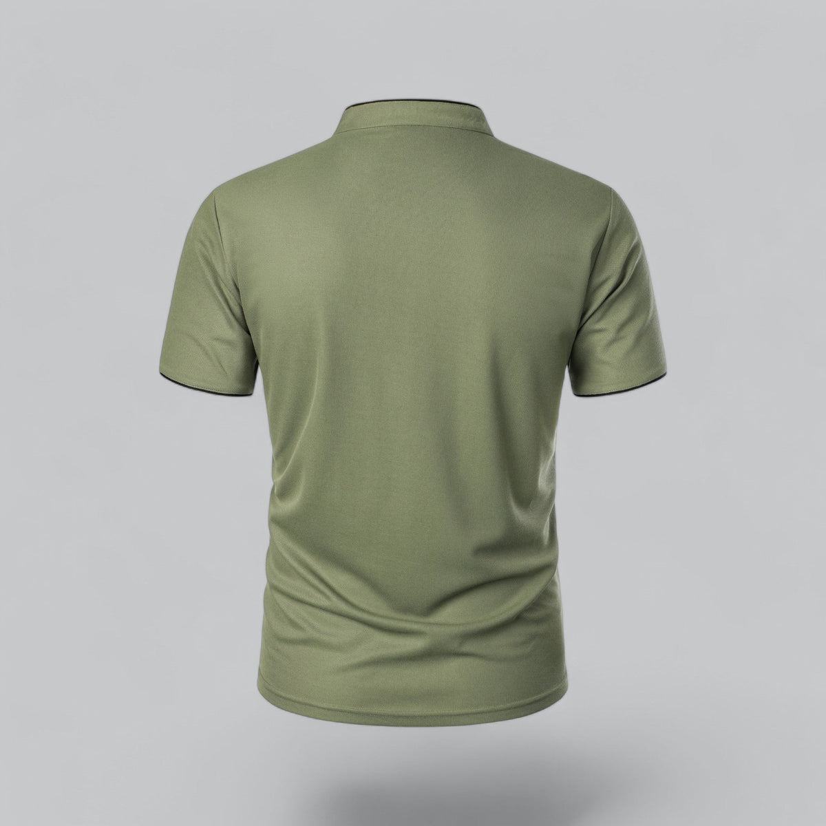 Men's Polo Shirt - Stand Collar Short Sleeve Contrast Trim