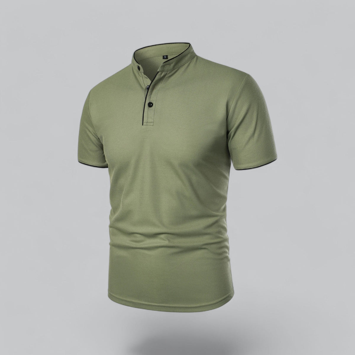 Men's Polo Shirt - Stand Collar Short Sleeve Contrast Trim