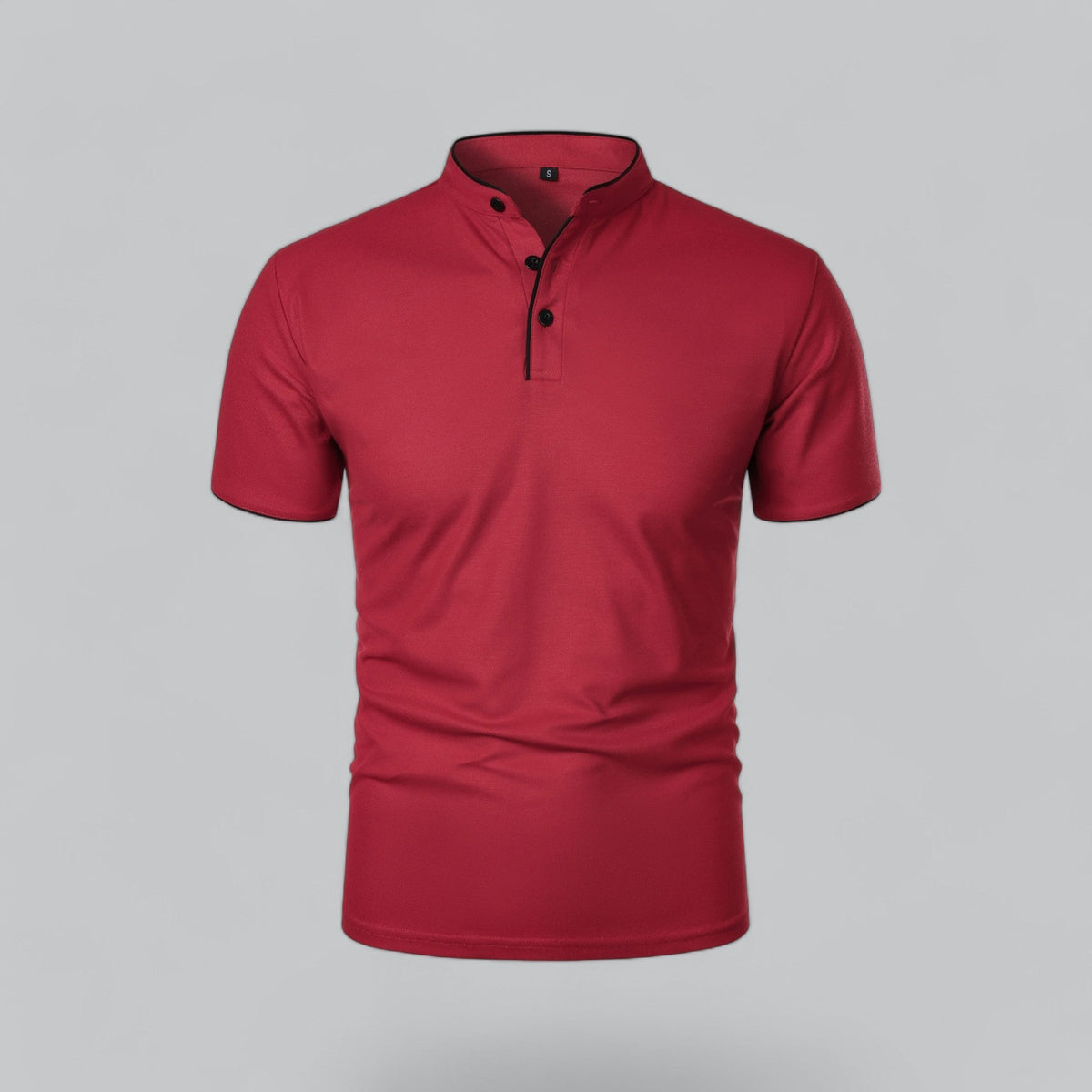 Men's Polo Shirt - Stand Collar Short Sleeve Contrast Trim