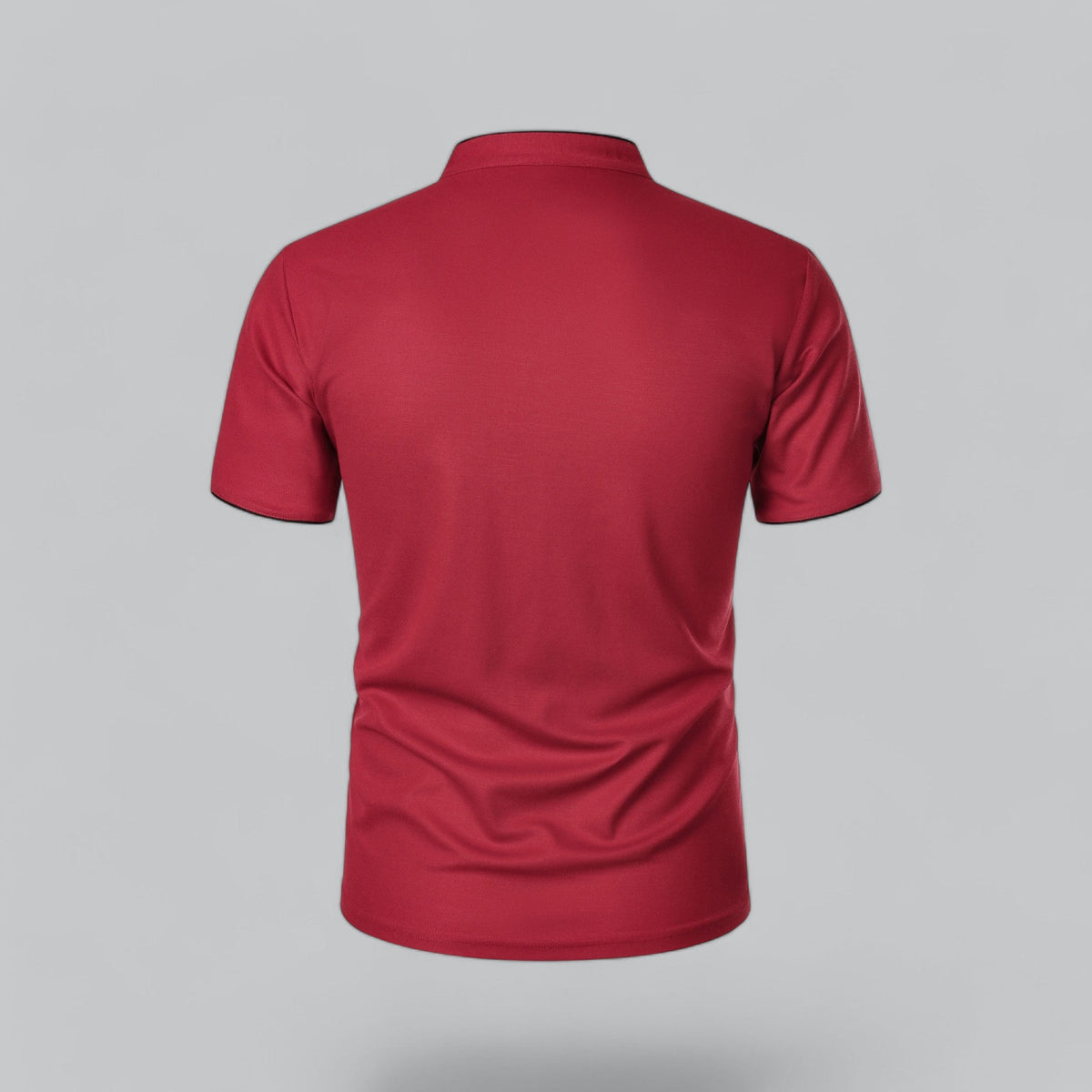 Men's Polo Shirt - Stand Collar Short Sleeve Contrast Trim