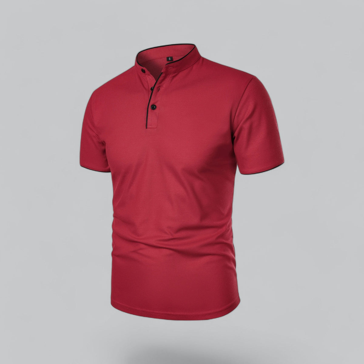 Men's Polo Shirt - Stand Collar Short Sleeve Contrast Trim