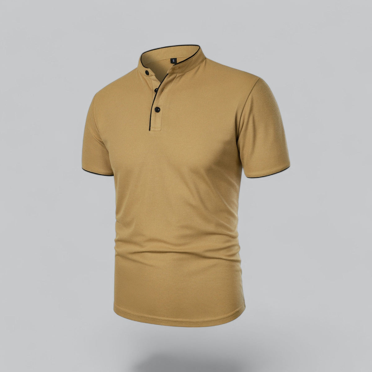 Men's Polo Shirt - Stand Collar Short Sleeve Contrast Trim