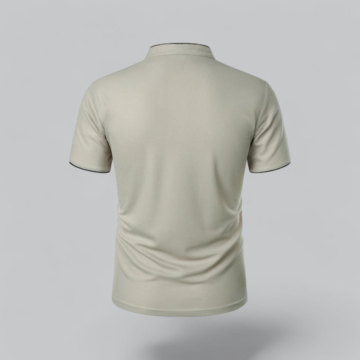 Men's Polo Shirt - Stand Collar Short Sleeve Contrast Trim