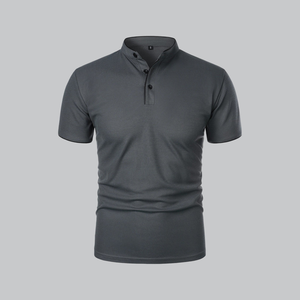 Men's Polo Shirt - Stand Collar Short Sleeve Contrast Trim