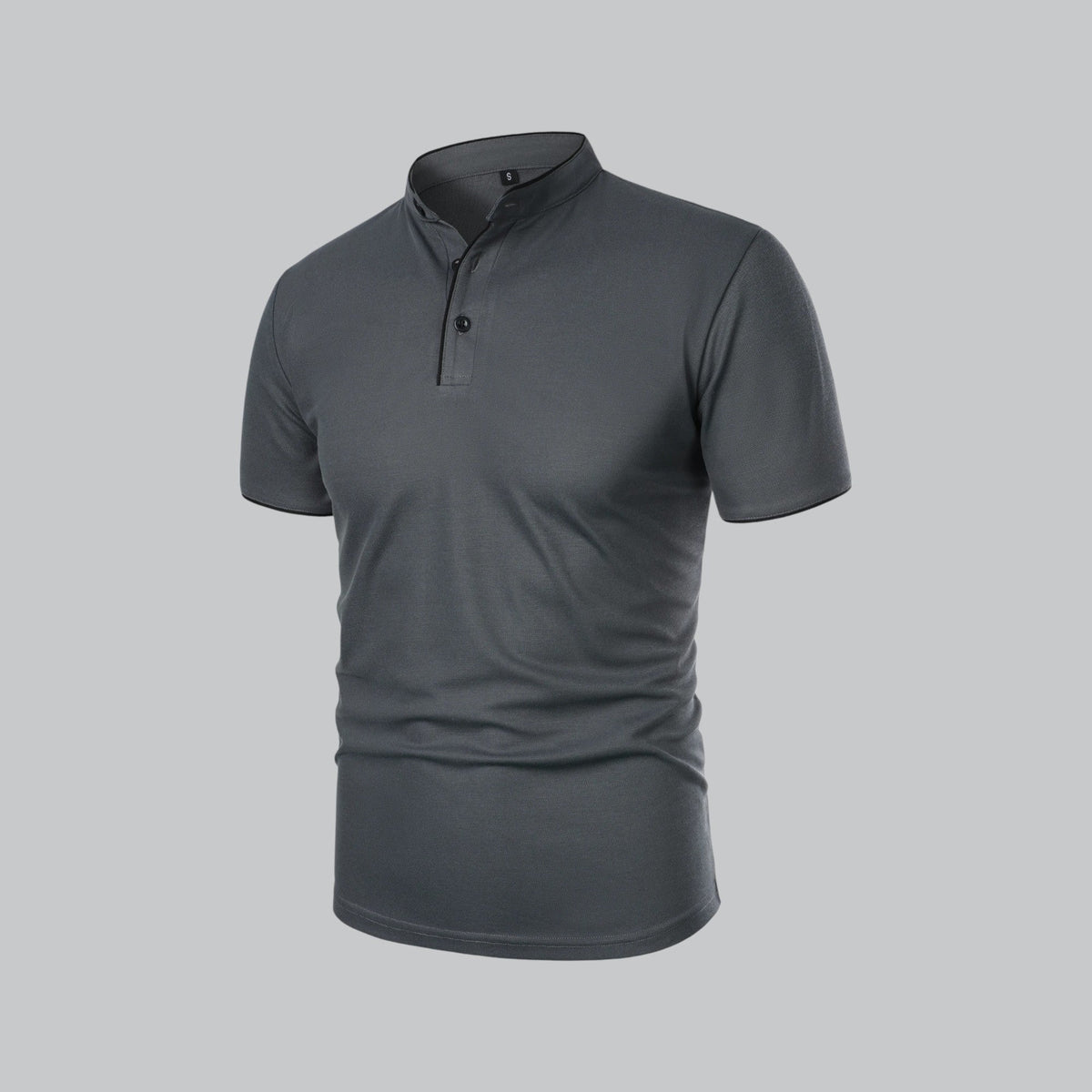 Men's Polo Shirt - Stand Collar Short Sleeve Contrast Trim
