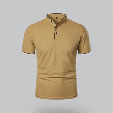 Men's Polo Shirt - Stand Collar Short Sleeve Contrast Trim