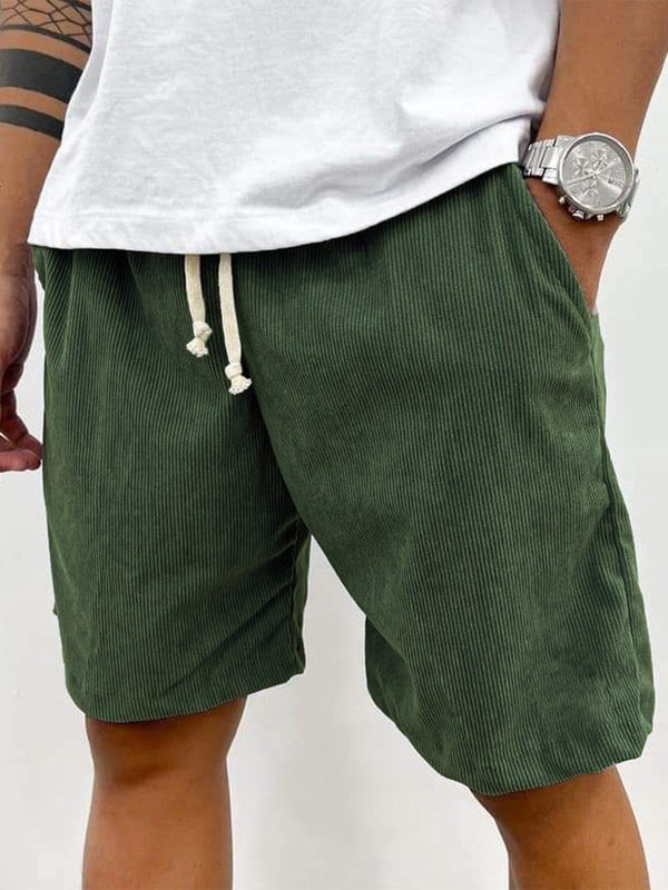 Men's Corduroy Shorts - Elasticated Drawstring Waist