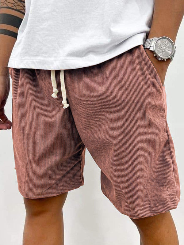 Men's Corduroy Shorts - Elasticated Drawstring Waist