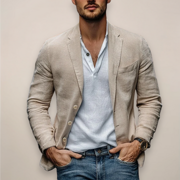 Men's Blazer - Notch Lapel Double-Breasted Long Sleeve