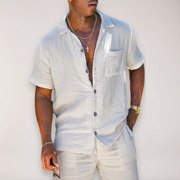 Men's Two Piece Set - Short Sleeve Shirt and Pants Matching
