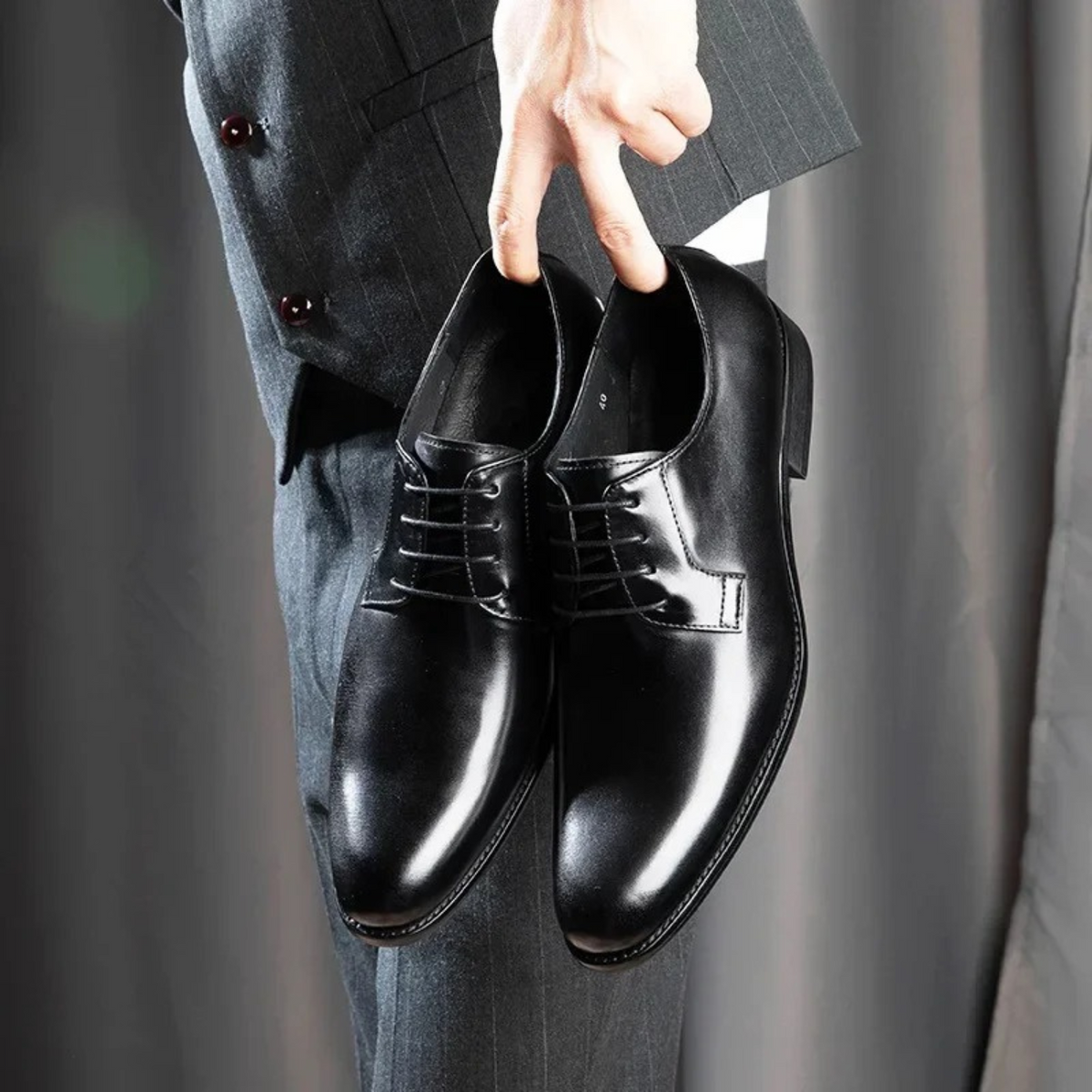 Men's Brown Dress Shoes - Derby Lace-Up Pointed Toe