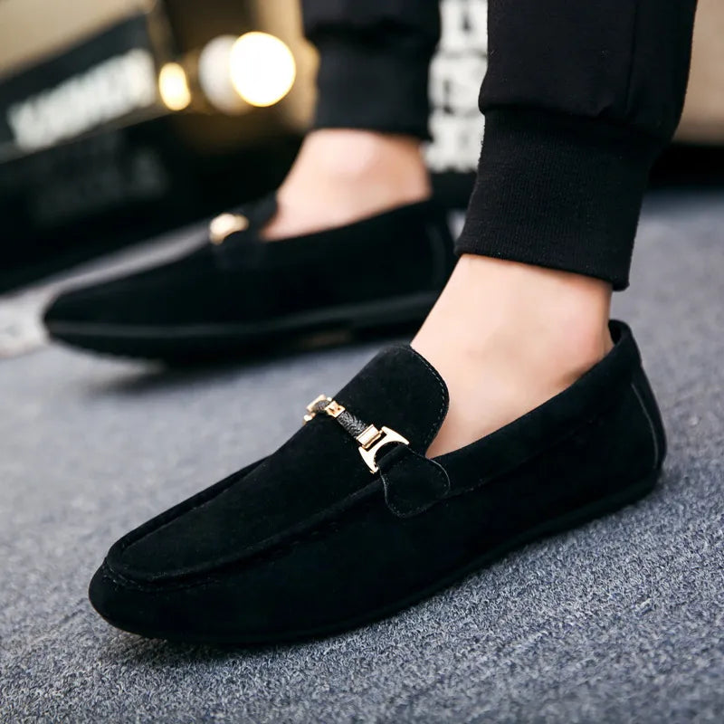 Men's Loafers - Slip On Gold Horsebit Hardware Flexible Outsole