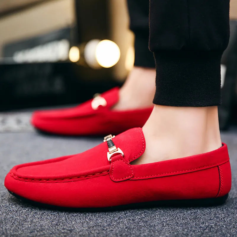 Men's Loafers - Slip On Gold Horsebit Hardware Flexible Outsole
