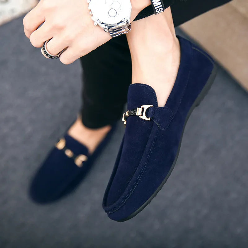 Men's Loafers - Slip On Gold Horsebit Hardware Flexible Outsole