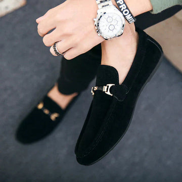Men's Loafers - Slip On Gold Horsebit Hardware Flexible Outsole