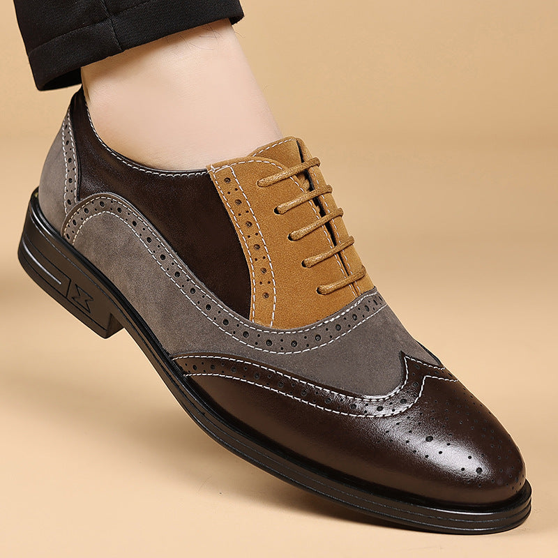Men's Multi-Tone Leather Wingtip Oxford Brogue Dress Shoes
