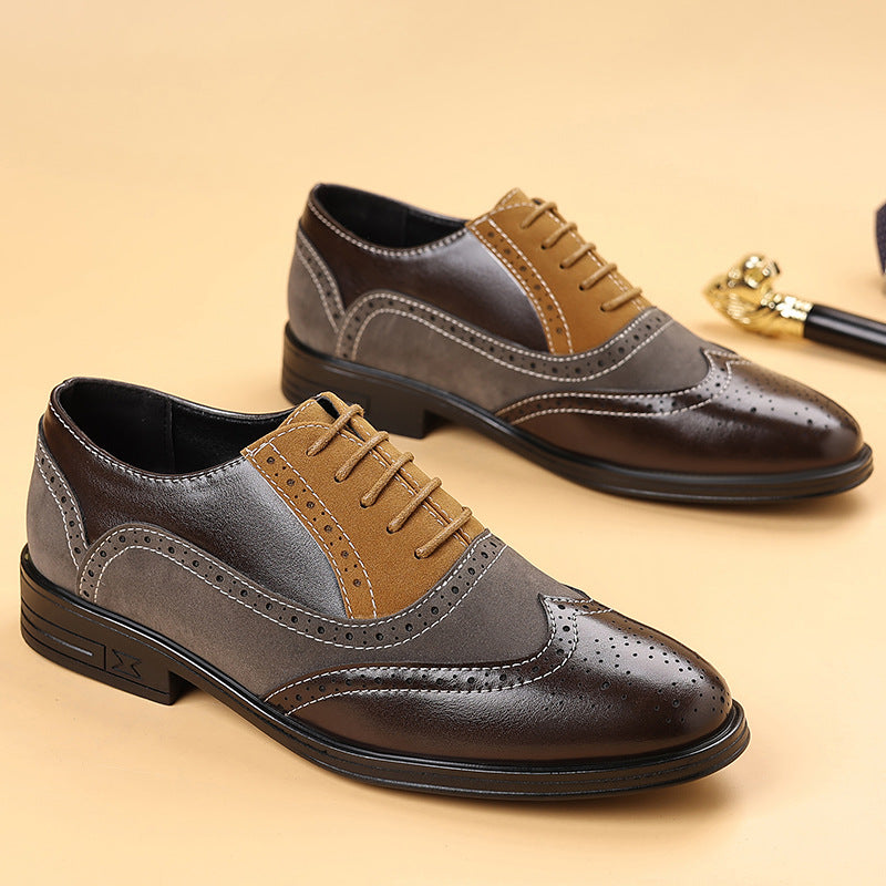 Men's Multi-Tone Leather Wingtip Oxford Brogue Dress Shoes