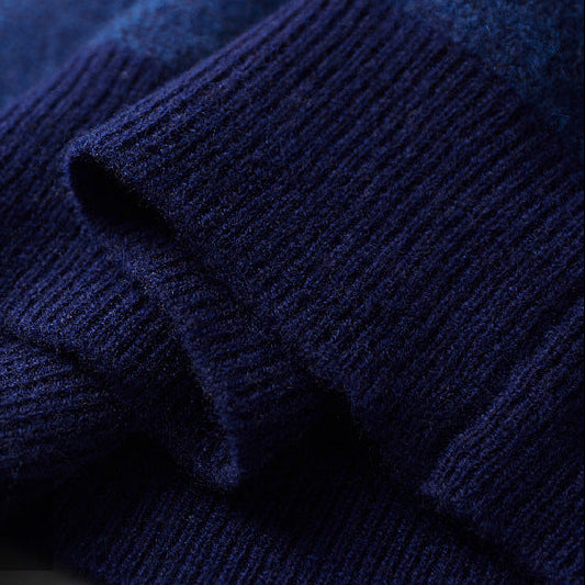 Men's Wool Cardigan - V-Neck Button Front with Contrast Stripe Trim