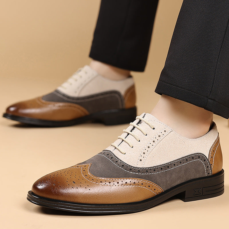 Men's Multi-Tone Leather Wingtip Oxford Brogue Dress Shoes
