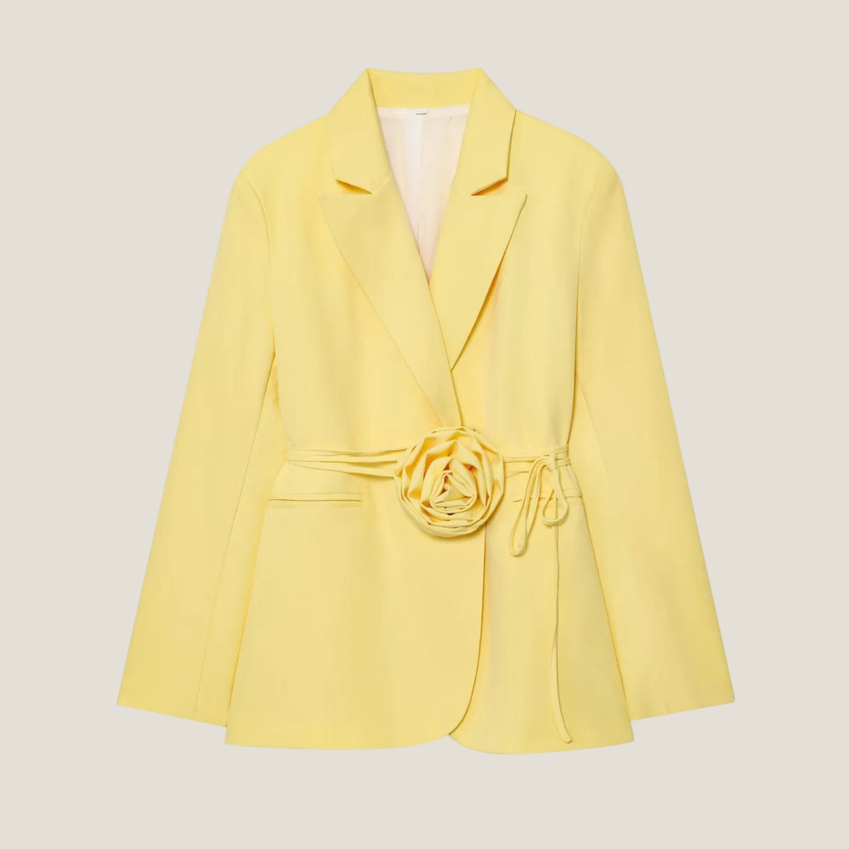 Women's Blazer with Floral Belt Detail - Long Sleeve