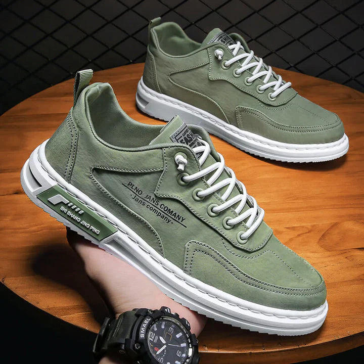 Men's Orthopedic Lace-Up Low-Top Sneakers - Stitched Detail