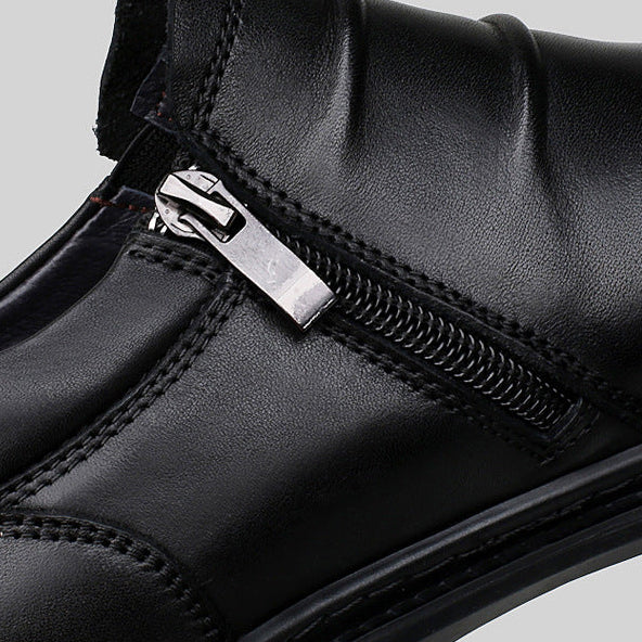 Men's Leather Dual Monk Strap Round Toe Ankle Shoes