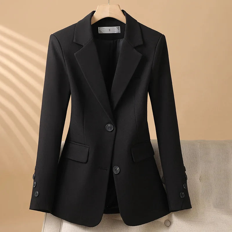 Women's Blazer - Fitted Single-Breasted Notch Lapel with Flap Pockets